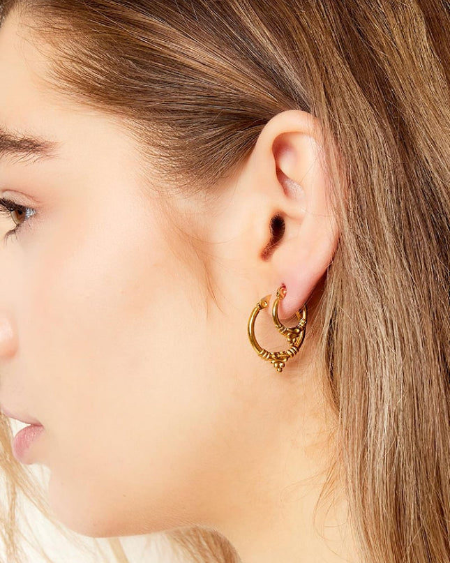 Oorbellen vintage stijl Goud kleur Stainless Steel