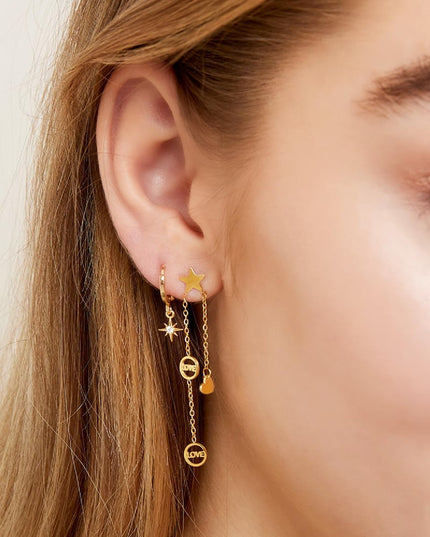 Oorbellen vallende ster Goud kleur Stainless Steel