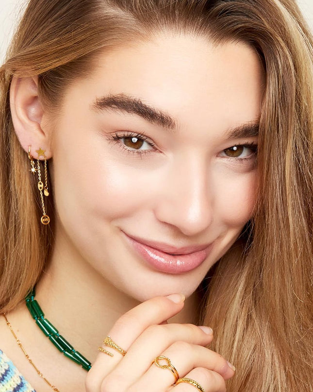 Oorbellen vallende ster Goud kleur Stainless Steel