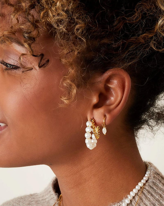 Oorbellen zoetwaterparel Zilver Stainless Steel