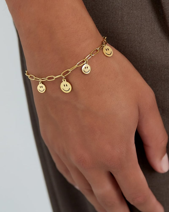 Armband meerdere smileys Goud kleur Stainless Steel