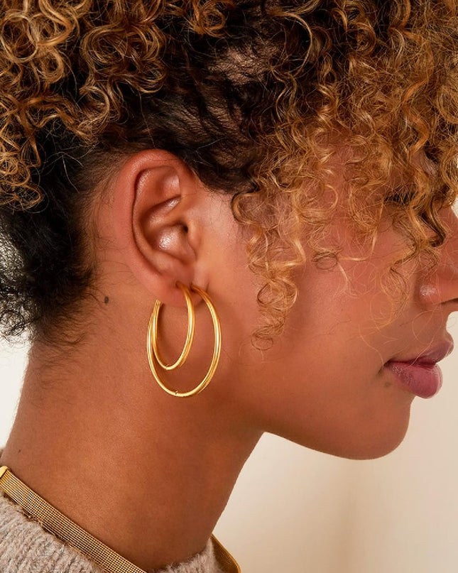 RVS oorbellen hoops klein Goud kleur Stainless Steel