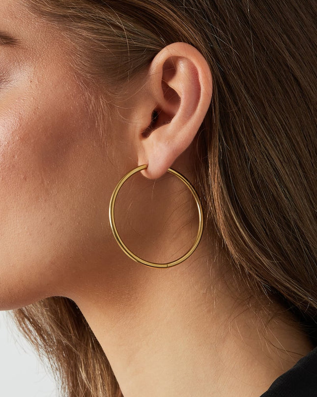 RVS oorbellen hoops groot Goud kleur Stainless Steel