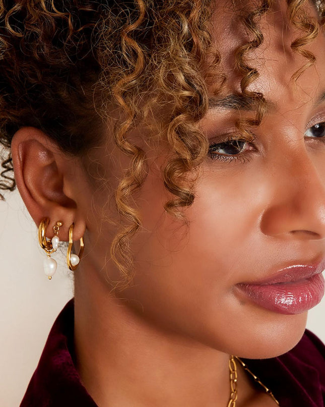 RVS oorbellen parels simpel Goud kleur Stainless Steel