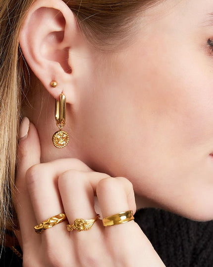 Oorbellen roos Goud kleur Stainless Steel