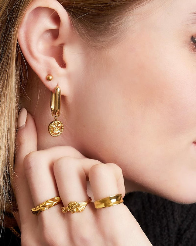 Oorbellen roos Goud kleur Stainless Steel