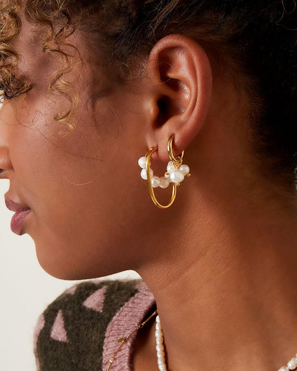 Oorbellen met bungelende parels Stainless Steel