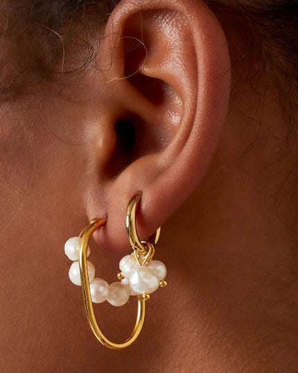 Oorbellen met bungelende parels Stainless Steel