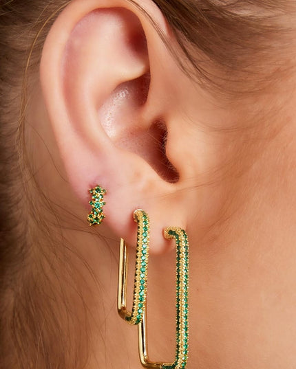 Oorbellen rechthoek zirkoon Goud kleur Koper