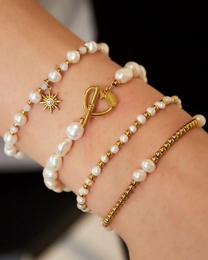 Armband parel hart sluiting Goud kleur Stainless Steel