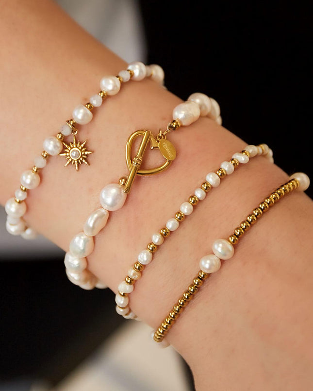 Armband parel hart sluiting Goud kleur Stainless Steel