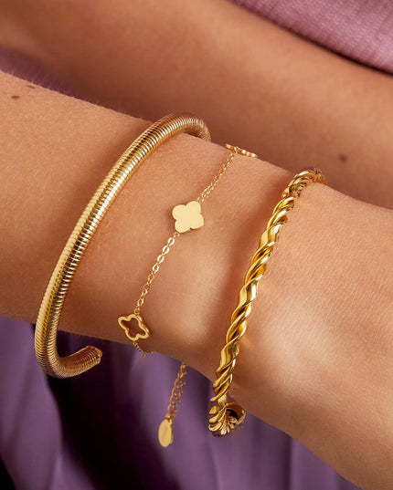 Armband klavertjes Goud kleur Stainless Steel