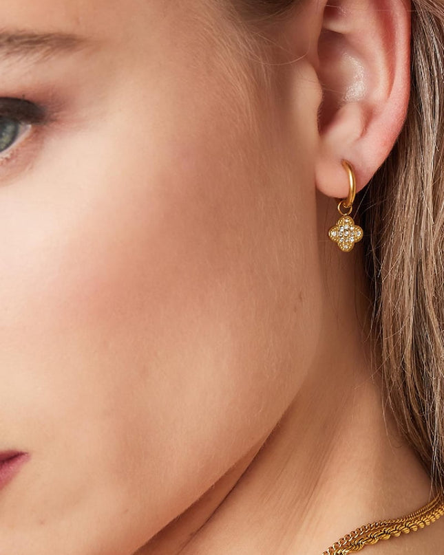 Zirkoon klaver oorbellen Goud kleur Stainless Steel