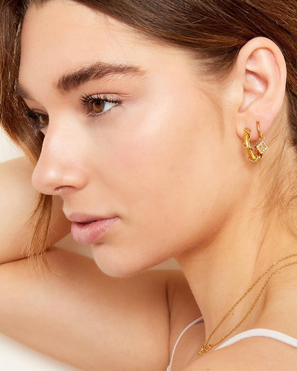 Oorbellen klaver met zirkonia steentjes Goud kleur Stainless Steel