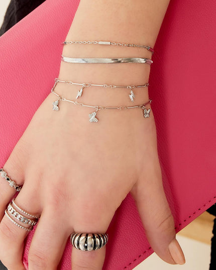 Roestvrij stalen armband dubbel geketend Zilver Stainless Steel