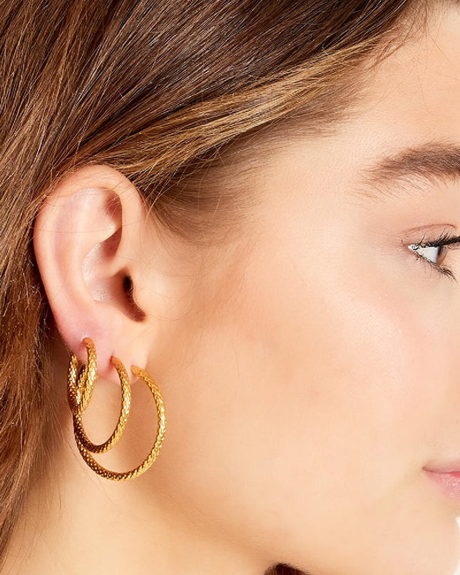 Oorbellen met patroon klein Goud kleur Stainless Steel