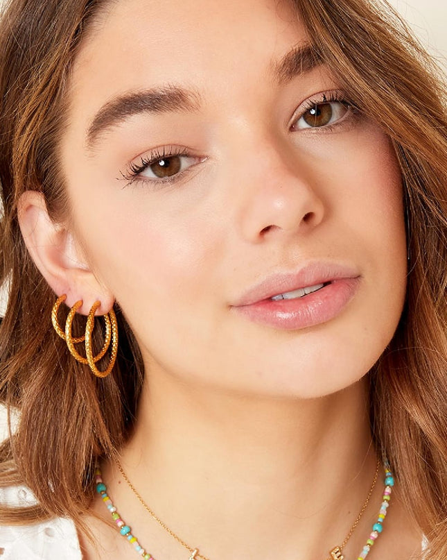 Oorbellen met patroon groot Goud kleur Stainless Steel