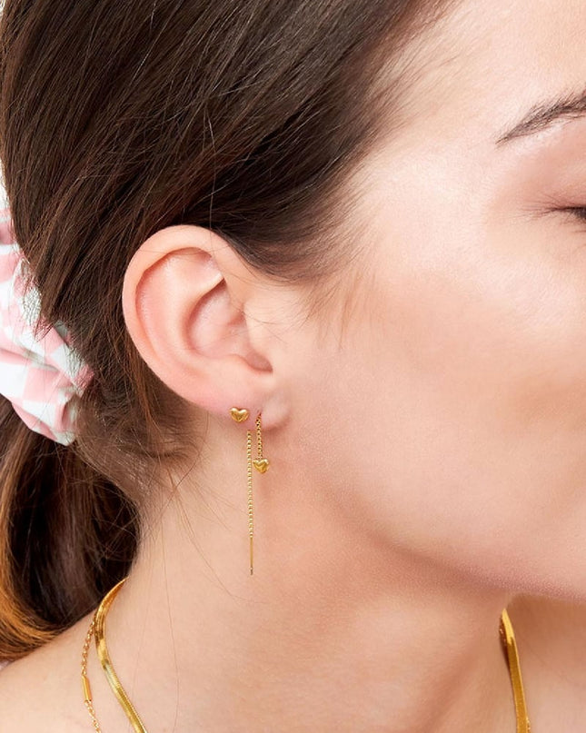 RVS oorbellen hart Goud kleur Stainless Steel