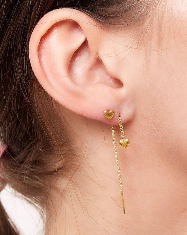 RVS oorbellen hart Goud kleur Stainless Steel