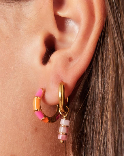 Roestvrijstalen oorbellen colour blocking Rosé Stainless Steel