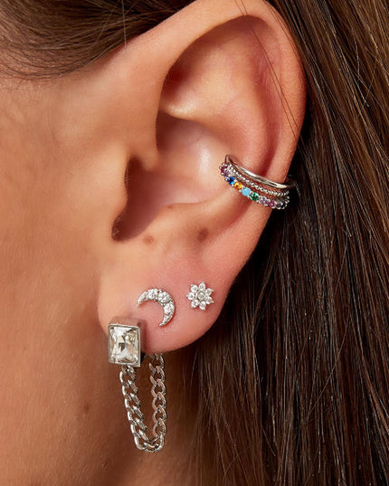 Oormanchet met kleurrijke zirkoonstenen Zilver Koper