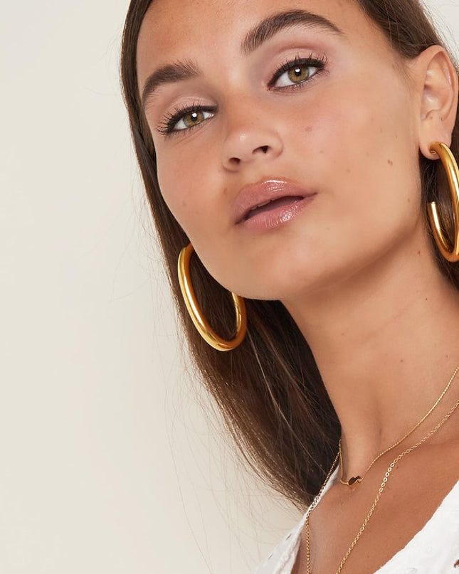 Massieve oorringen Goud kleur Stainless Steel