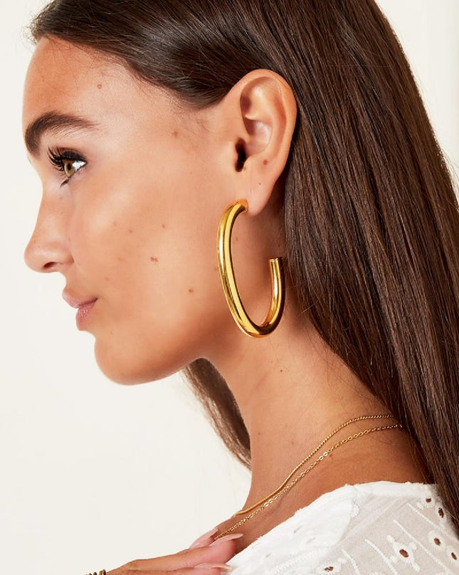 Massieve oorringen Goud kleur Stainless Steel