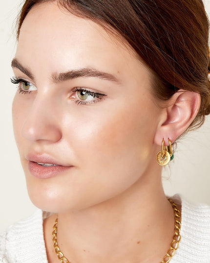 Edelstalen oorbellen met hart munt Goud kleur Stainless Steel