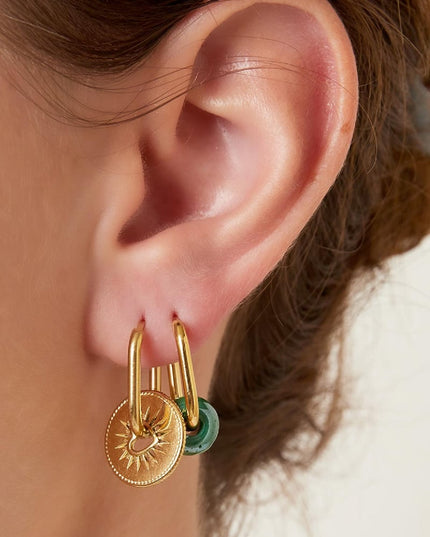 Edelstalen oorbellen met hart munt Goud kleur Stainless Steel