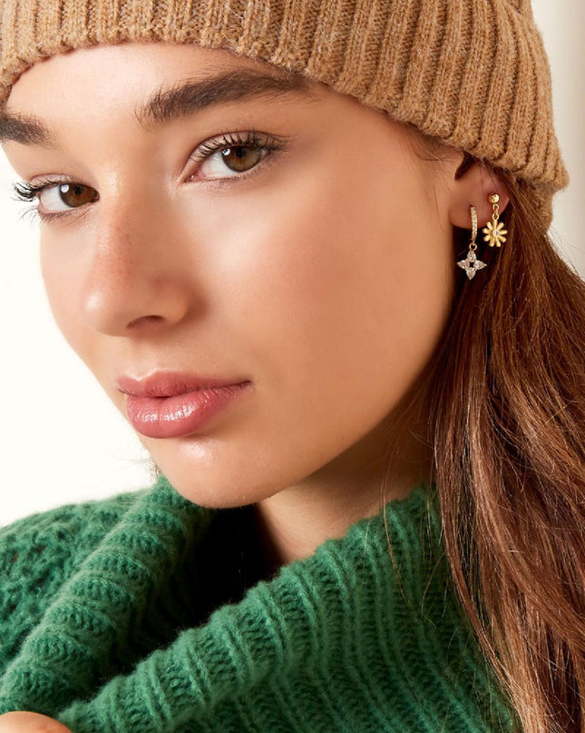 Oorbellen daisy - Sparkle collectie Goud kleur Koper