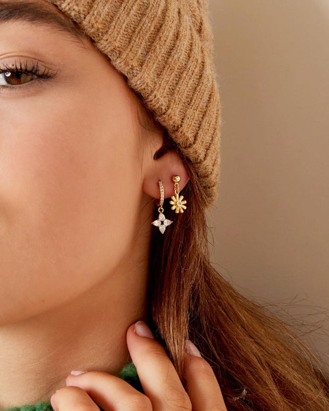 Oorbellen daisy - Sparkle collectie Goud kleur Koper