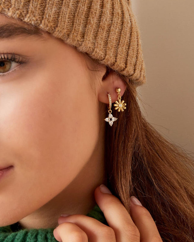 Oorbellen daisy - Sparkle collectie Goud kleur Koper