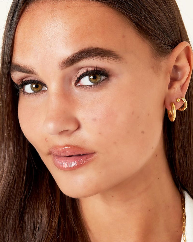 Basic creolen oorbellen - mini Goud kleur Stainless Steel