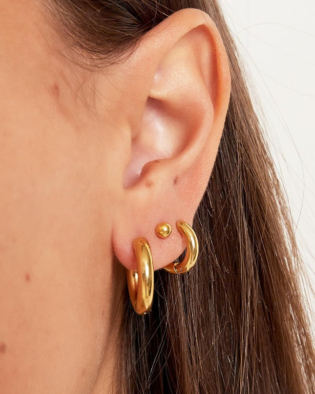 Basic creolen oorbellen - mini Goud kleur Stainless Steel