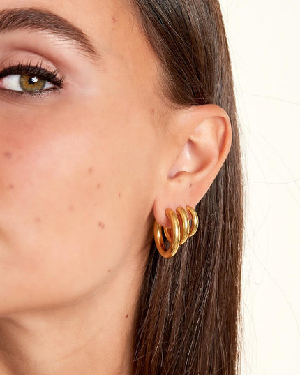 Basic creolen oorbellen - klein Goud kleur Stainless Steel