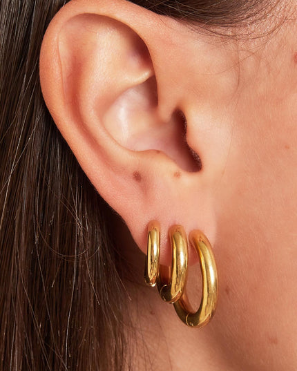 Basic creolen oorbellen - klein Goud kleur Stainless Steel