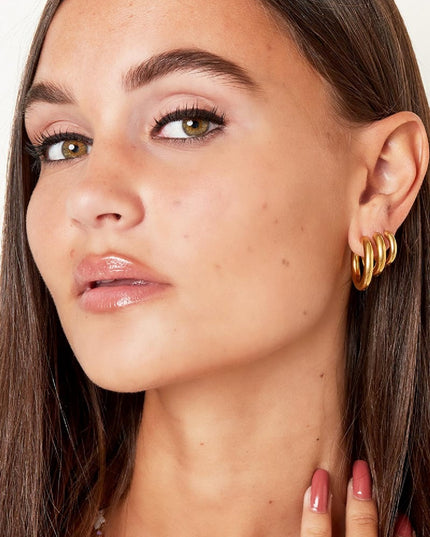 Basic creolen oorbellen - medium Goud kleur Stainless Steel