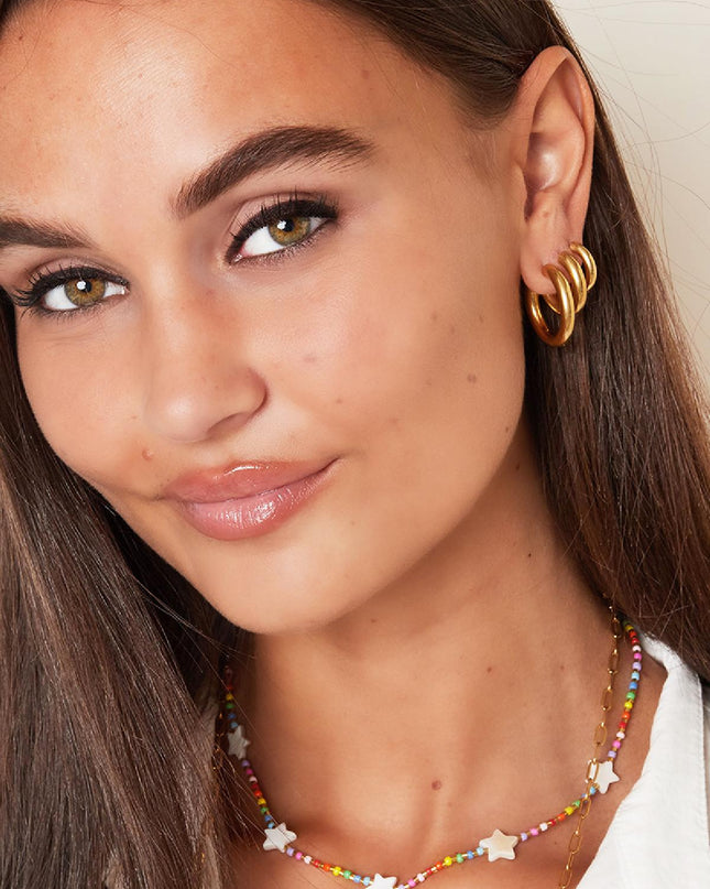 Basic creolen oorbellen - large Goud kleur Stainless Steel