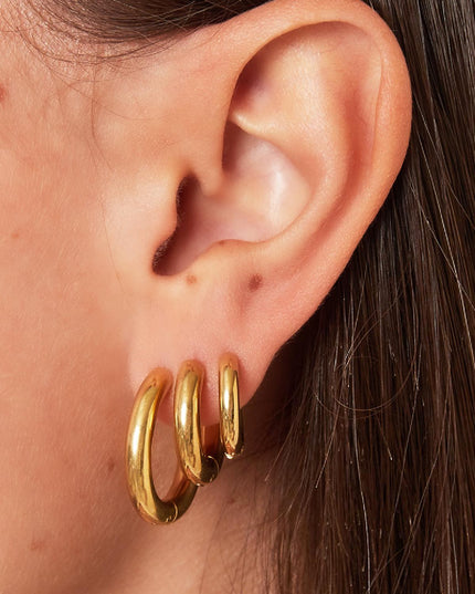 Basic creolen oorbellen - large Goud kleur Stainless Steel