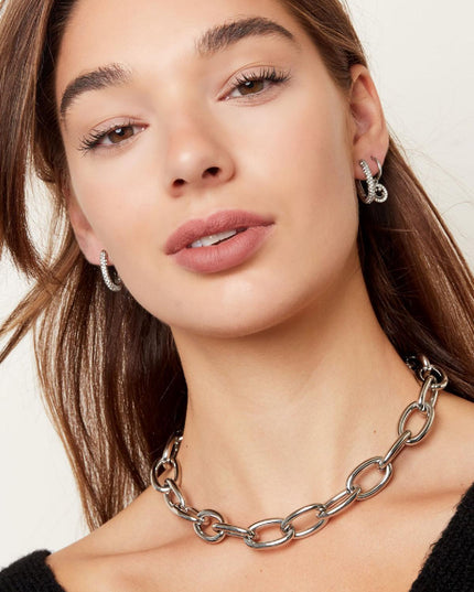 Oorbellen ovaal met zirkonia Goud kleur Stainless Steel