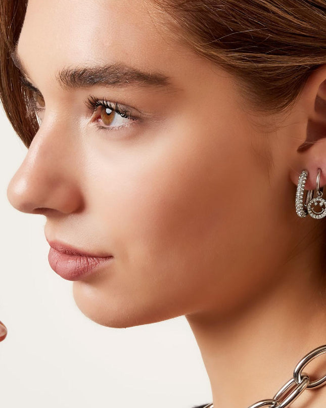 Oorbellen ovaal met zirkonia Goud kleur Stainless Steel