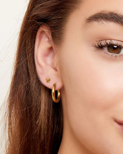 Creolen simpel XL Goud kleur Stainless Steel