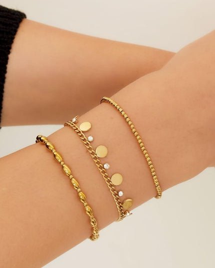 Armband circels met strass Goud kleur Stainless Steel