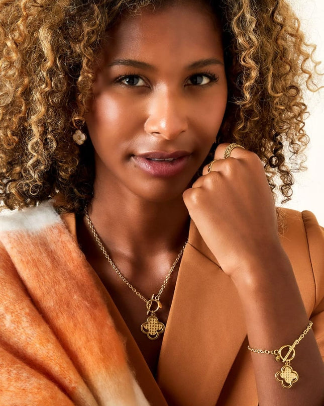 Armband statement klaver Goud kleur Stainless Steel