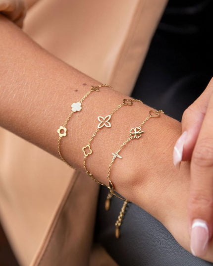 Minimalistische armband met bedels Goud kleur Stainless Steel