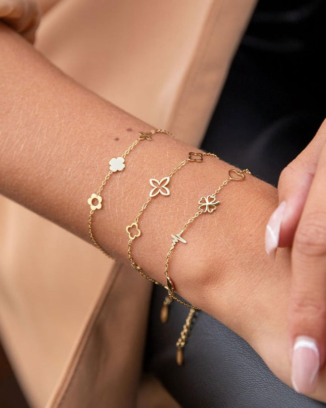 Minimalistische armband met bedels Goud kleur Stainless Steel