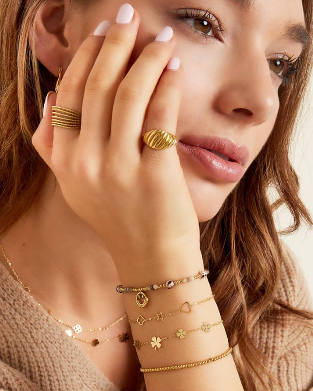 Armband 5 klavertjes Goud kleur Stainless Steel