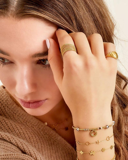 Armband met figuurtjes Goud kleur Stainless Steel