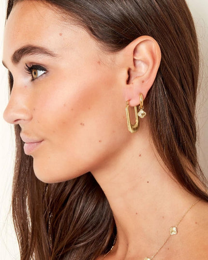 Oorbellen klaver met patroon Goud kleur Stainless Steel