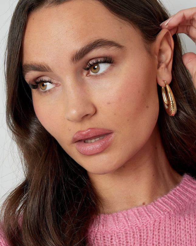 rvs geometrische ovale oorbellen